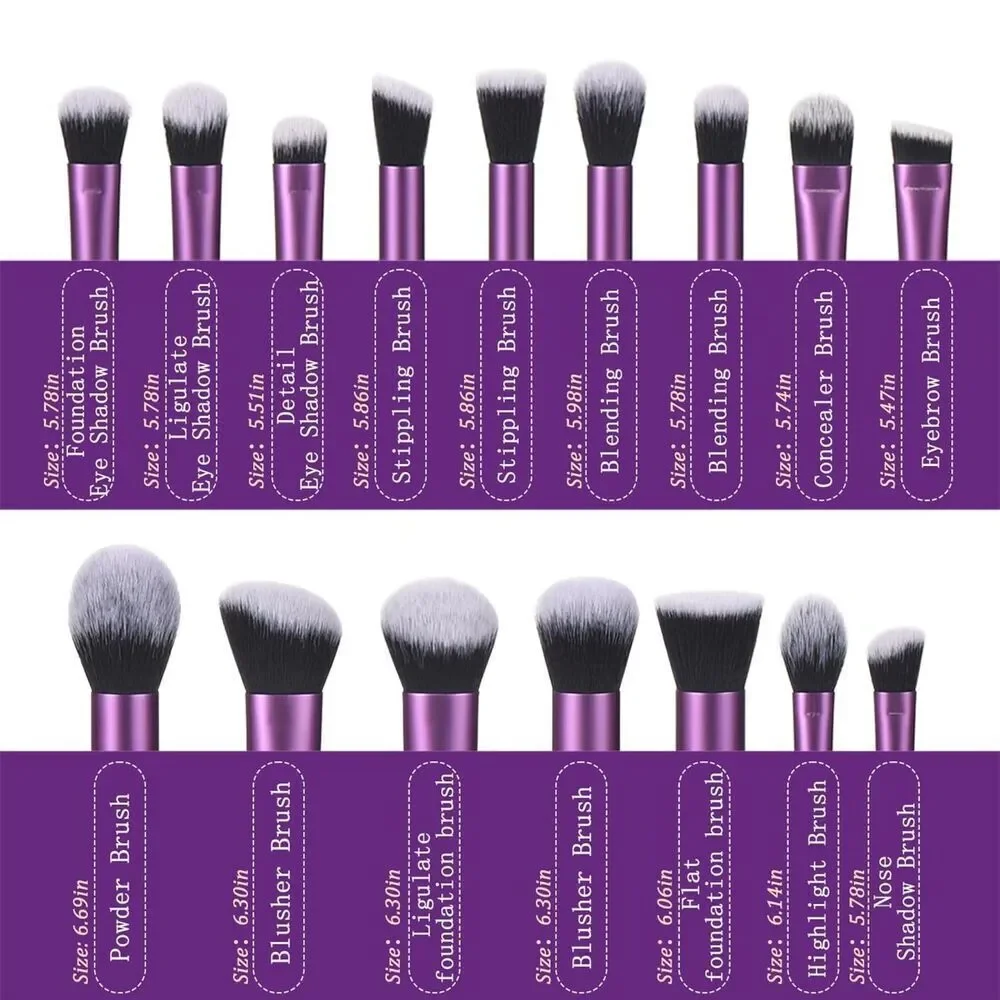 22 Pcs Purple Makeup Kit With Case Premium Brushes Set With Beauty Puff